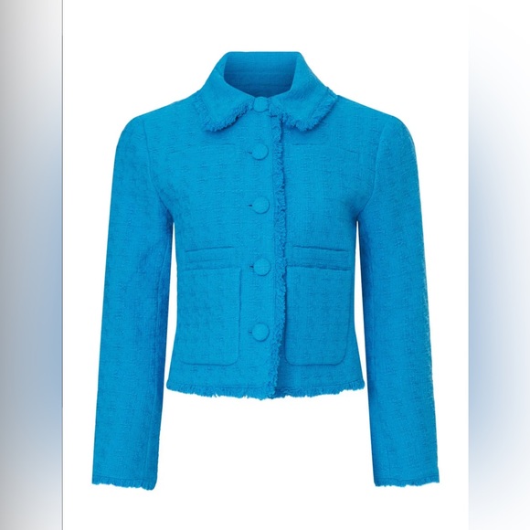 Proenza Schouler White Label Cropped Tweed Jacket Blue size 8 - Picture 4 of 13